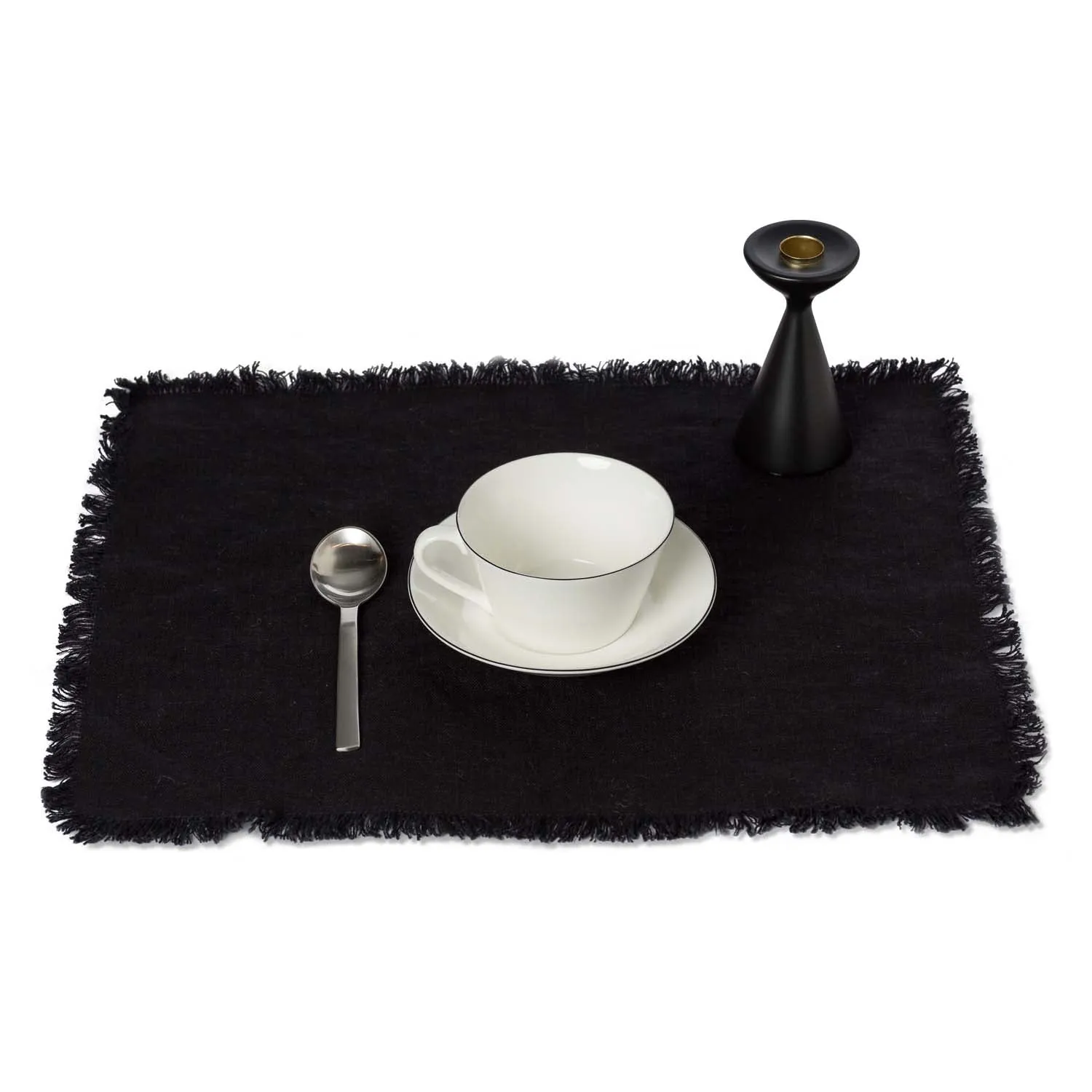 Rustic 100% Linen Placemat with Fringe