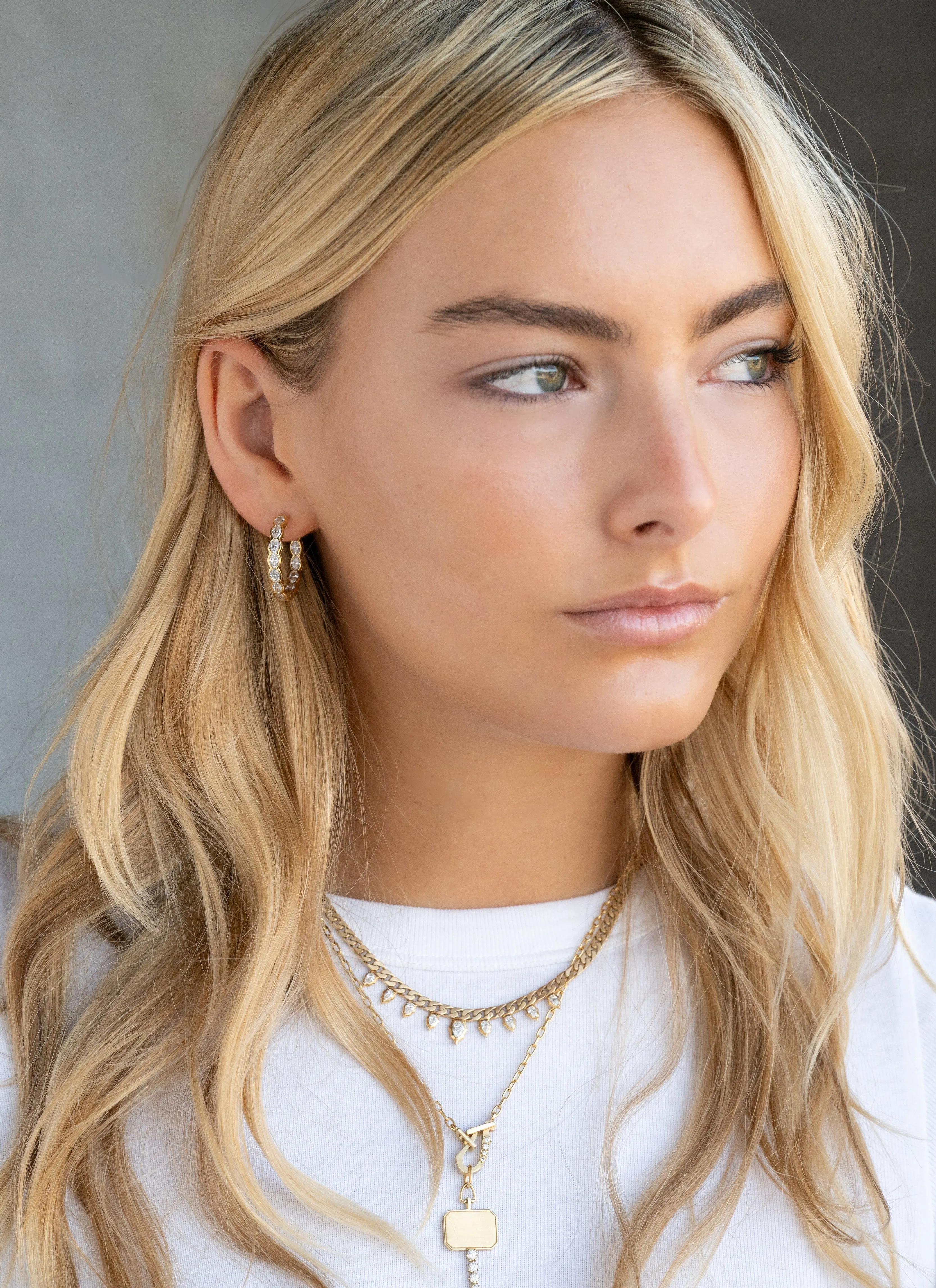 Scintilate Oval Diamond Bezel Hoop Earrings