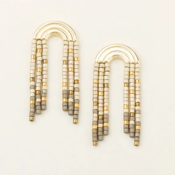 Scout Curated Wears Chromacolor Miyuki Rainbow Fringe Earring - Pewter Multi/Gold