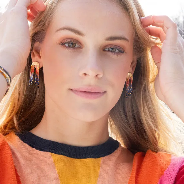 Scout Curated Wears Chromacolor Miyuki Rainbow Fringe Earring - Pewter Multi/Gold