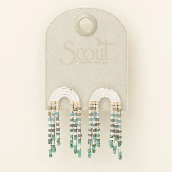 Scout Curated Wears Chromacolor Miyuki Rainbow Fringe Earring - Turquoise Multi/Silver