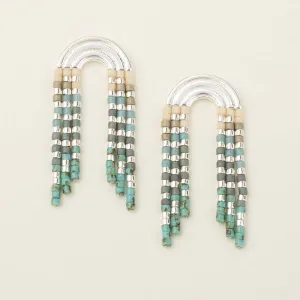 Scout Curated Wears Chromacolor Miyuki Rainbow Fringe Earring - Turquoise Multi/Silver