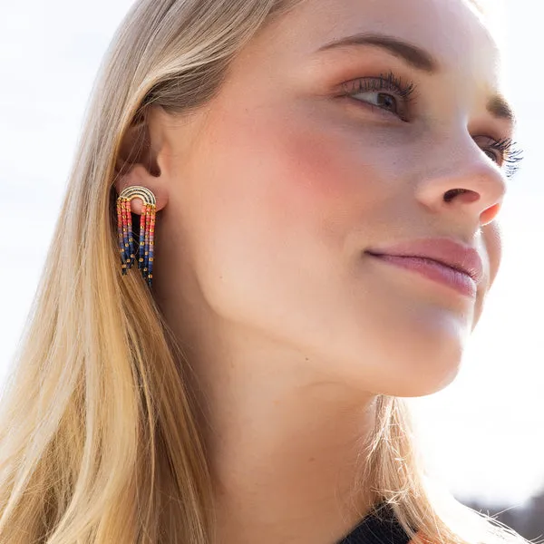 Scout Curated Wears Chromacolor Miyuki Rainbow Fringe Earring - Turquoise Multi/Silver