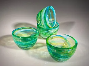 Set of Four Lime/Aqua Mini Bowls