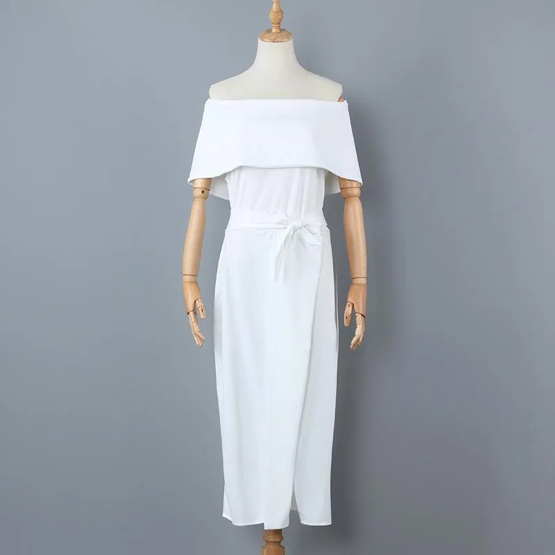 Sexy Classy Off The Shoulder Split Midi Dresses