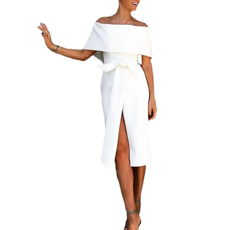 Sexy Classy Off The Shoulder Split Midi Dresses