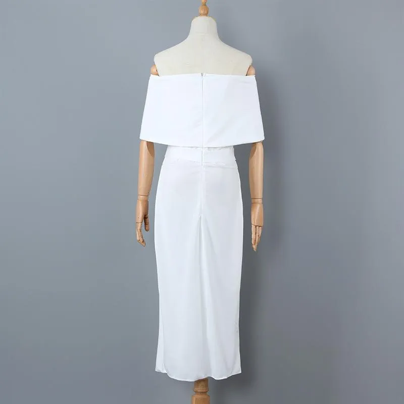 Sexy Classy Off The Shoulder Split Midi Dresses