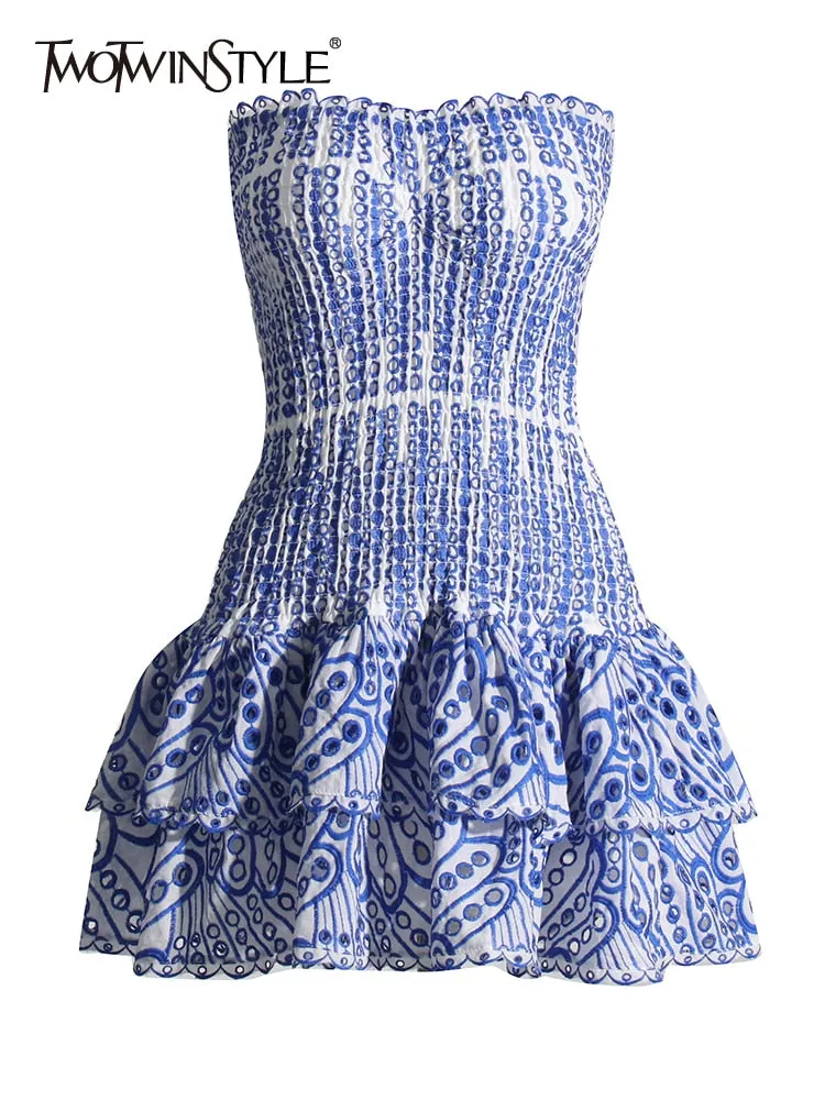 Sexy Strapless Layered Hem Mini Dress for Women