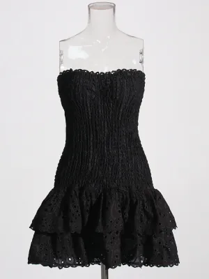 Sexy Strapless Layered Hem Mini Dress for Women