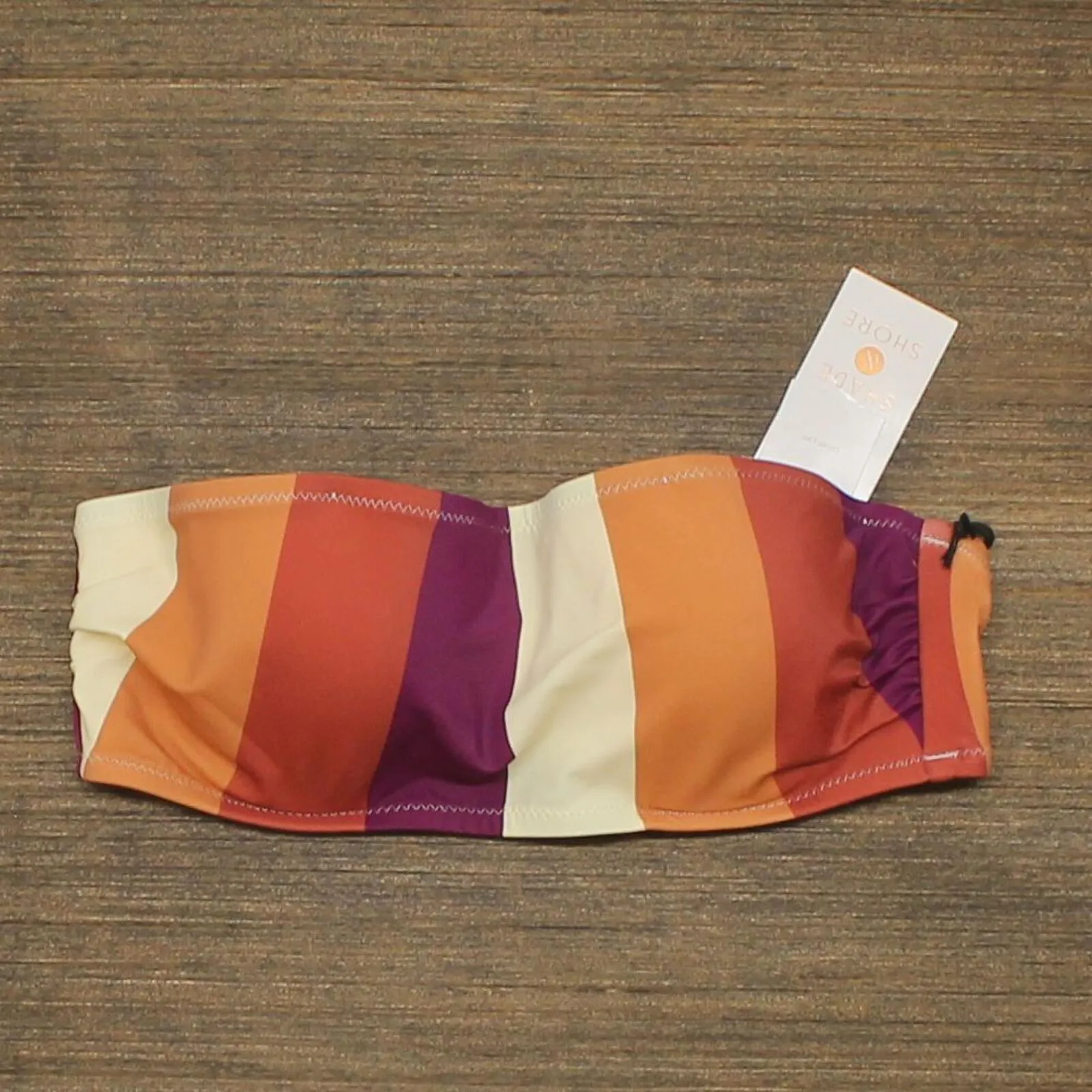Shade & Shore Women's Light Lift Bandeau Bikini Top Multicolor Stripe 32B