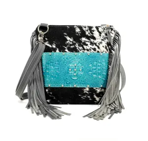 Shania - Black & White w/ Blue Croc