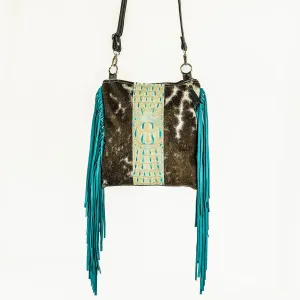 Shania (unlined) - Chocolate & White w/ Caribbean Croc