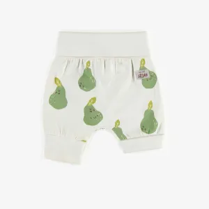 Short évolutif ivoire avec des poires vertes en jersey, bébé || Ivory evolutive shorts with green pears in jersey, baby