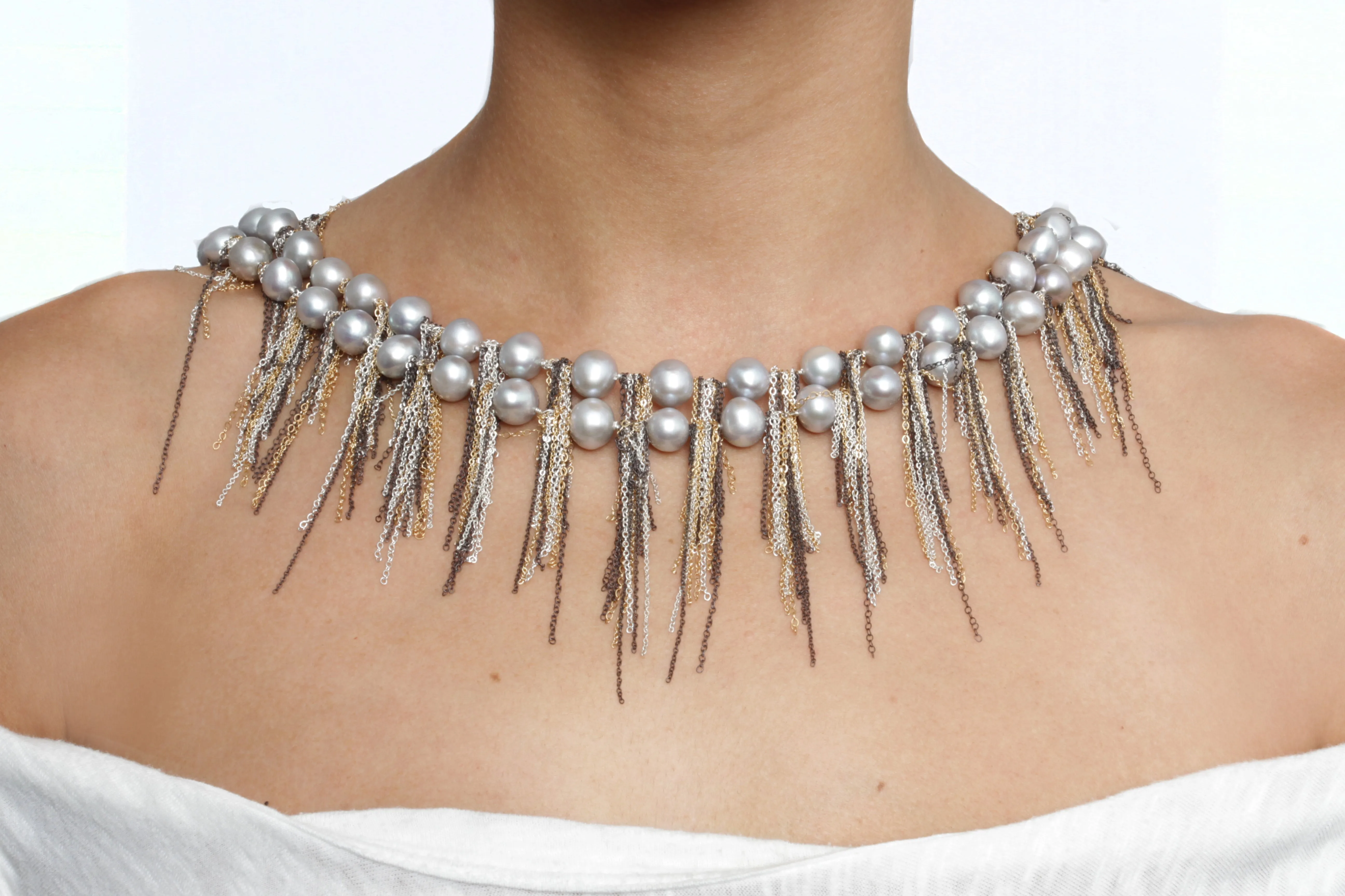 Silver Fringe 62" Necklace