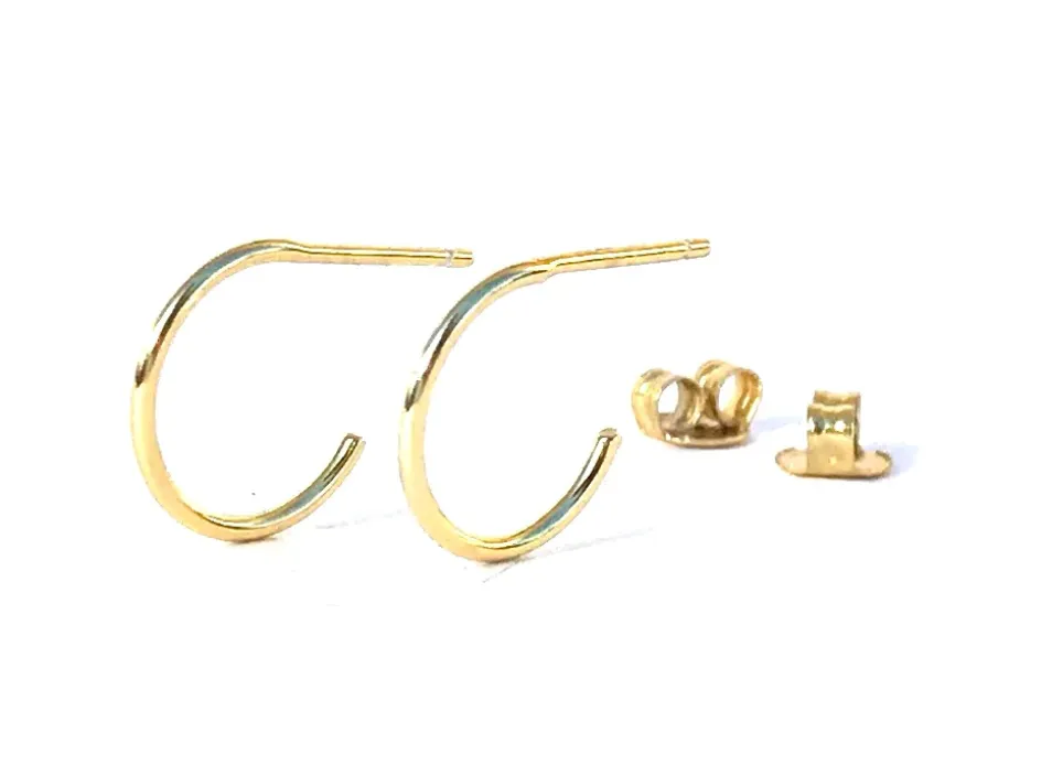 Silver Girl Tiny Post Hoop Earrings