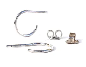 Silver Girl Tiny Post Hoop Earrings