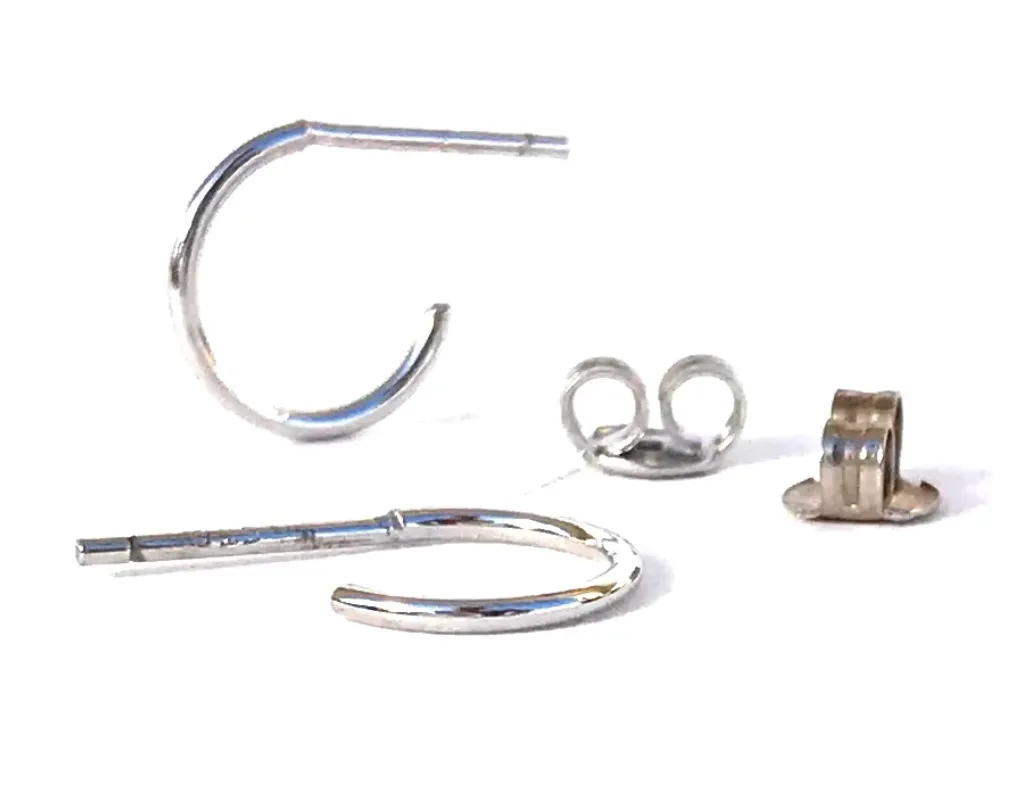 Silver Girl Tiny Post Hoop Earrings