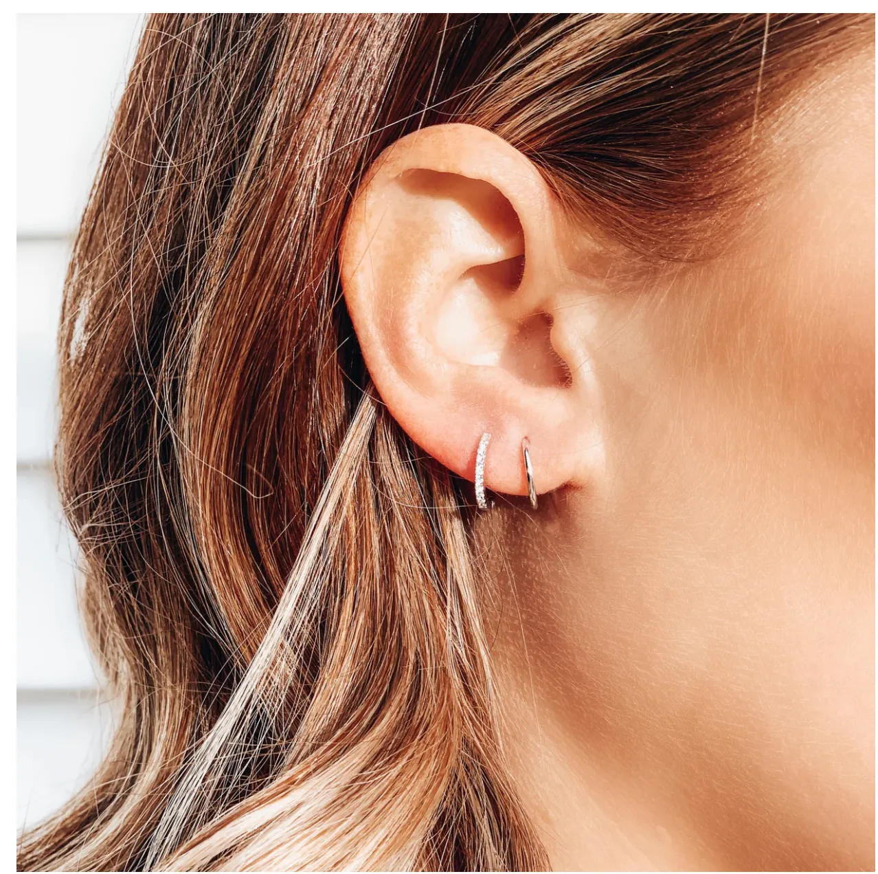 Silver Girl Tiny Post Hoop Earrings