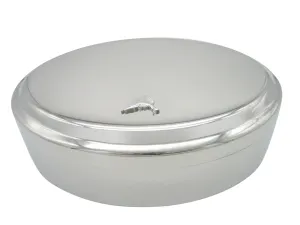 Silver Toned Tiny Marlin Sail Fish Pendant Oval Trinket Jewelry Box