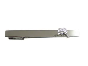 Silver Toned Tiny Marlin Sail Fish Pendant Square Tie Clip