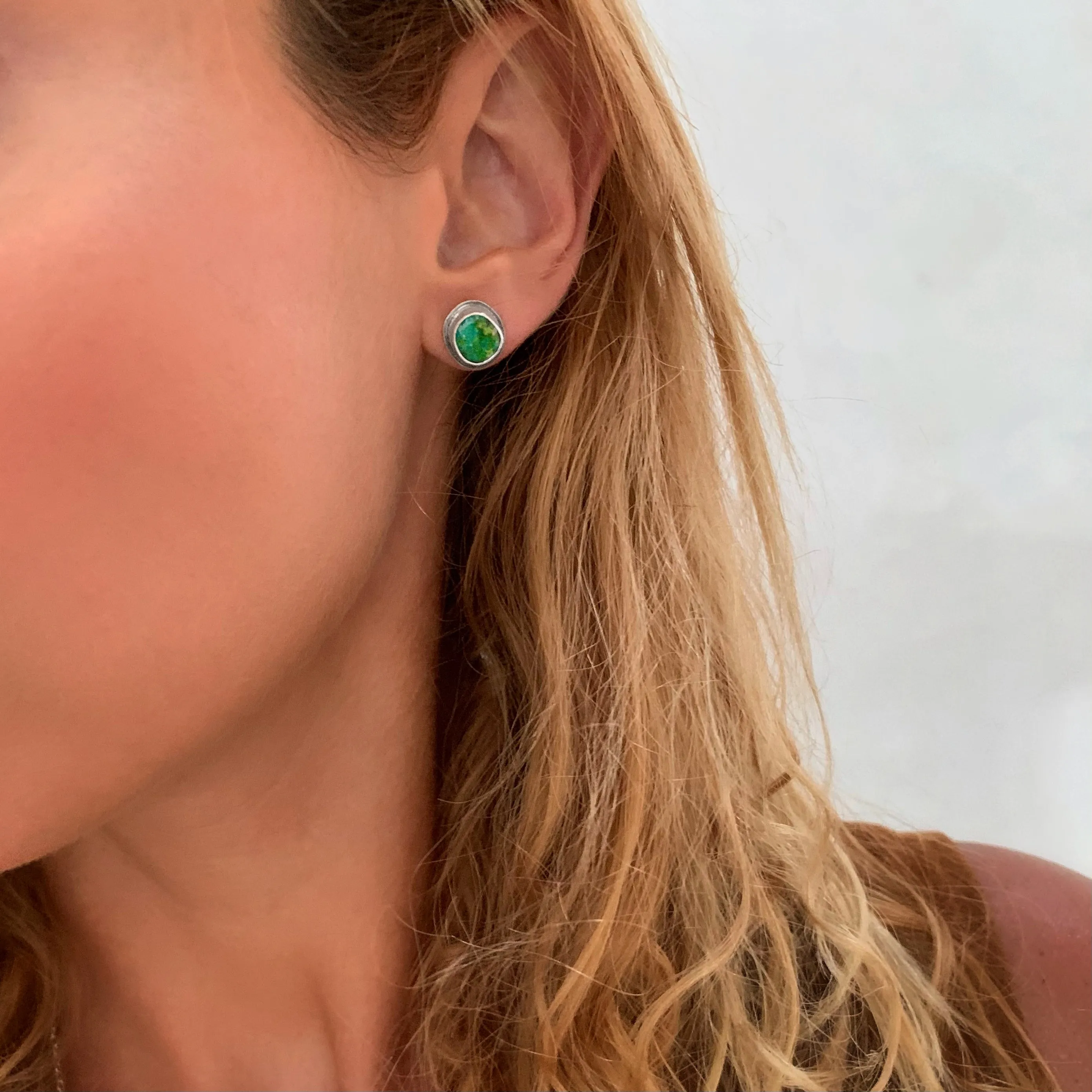 Silver turquoise studs with removable fringe