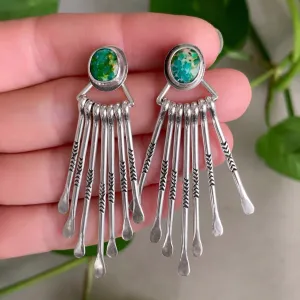 Silver turquoise studs with removable fringe