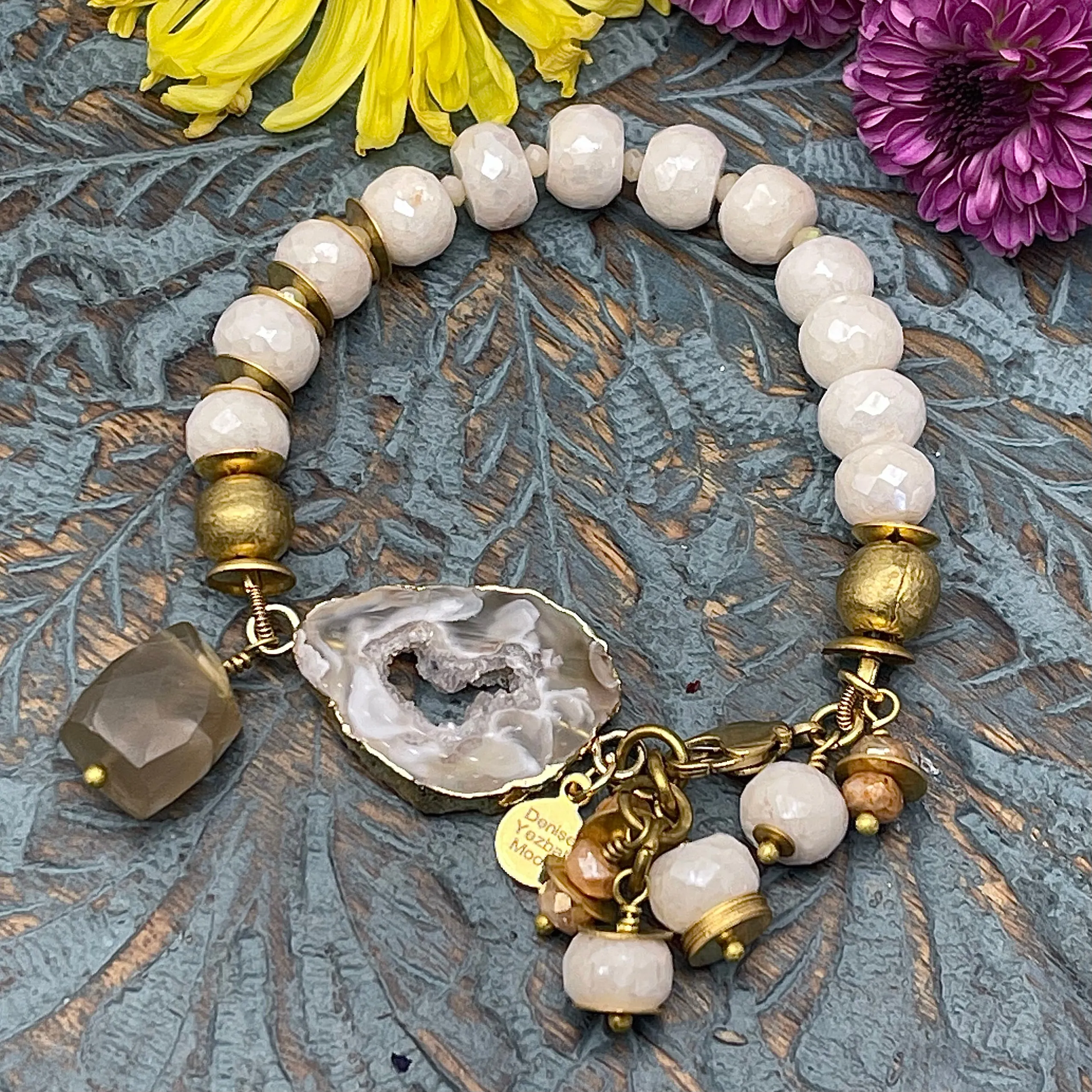 Silverite and Druzy Beaded Bracelet