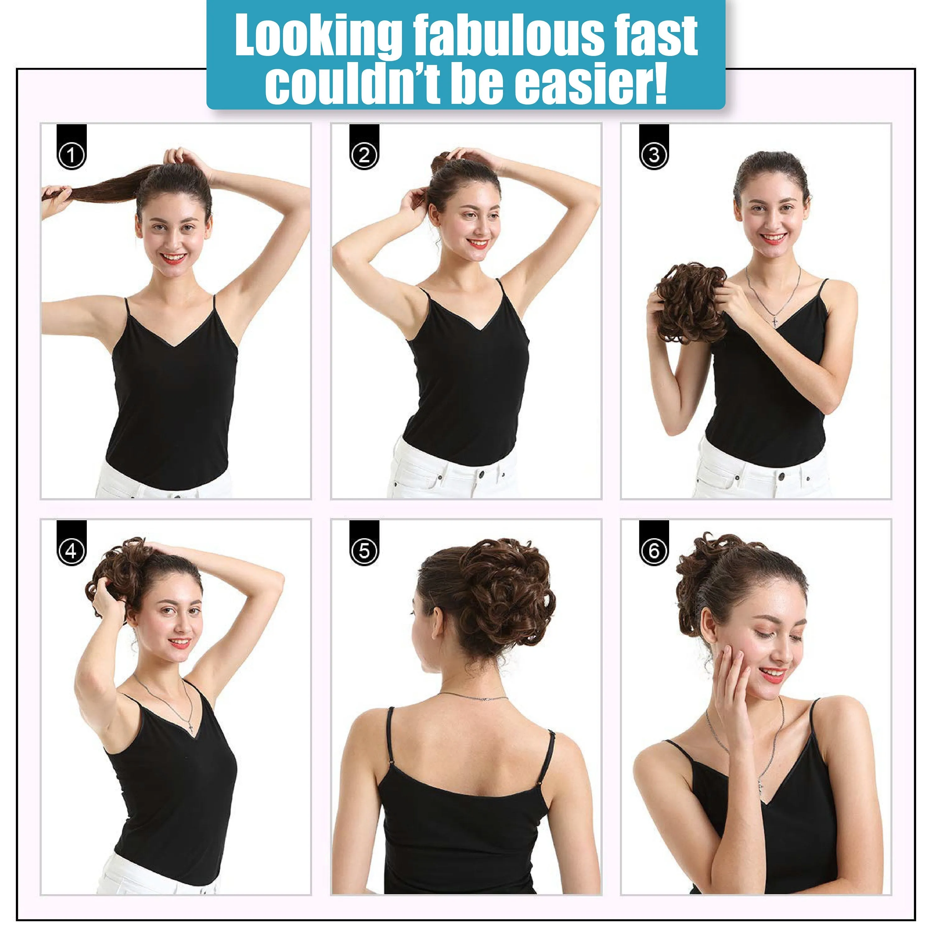 Sirene Messy Hair Bun Scrunchie Ponytail, Natural Hair Extensions Real as Human