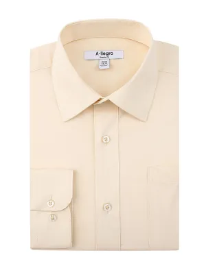 Slim Fit Cotton Convertible Cuff Dress Shirt Beige S-S100