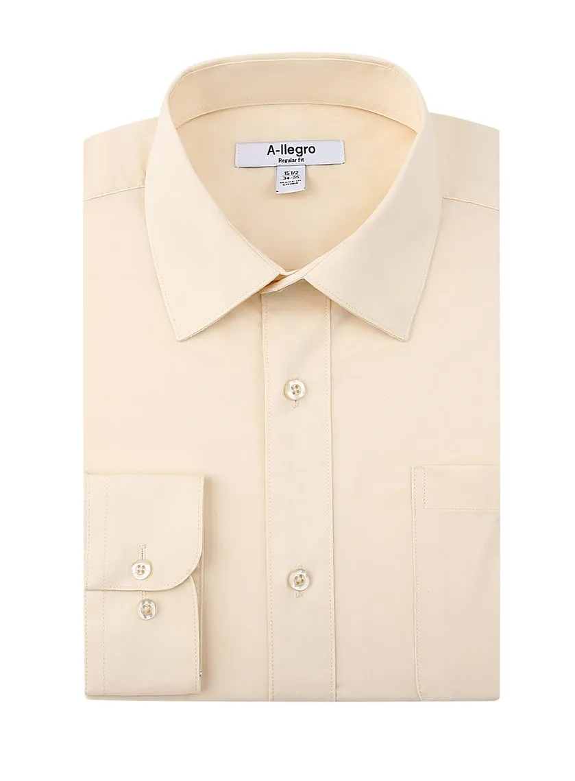 Slim Fit Cotton Convertible Cuff Dress Shirt Beige S-S100