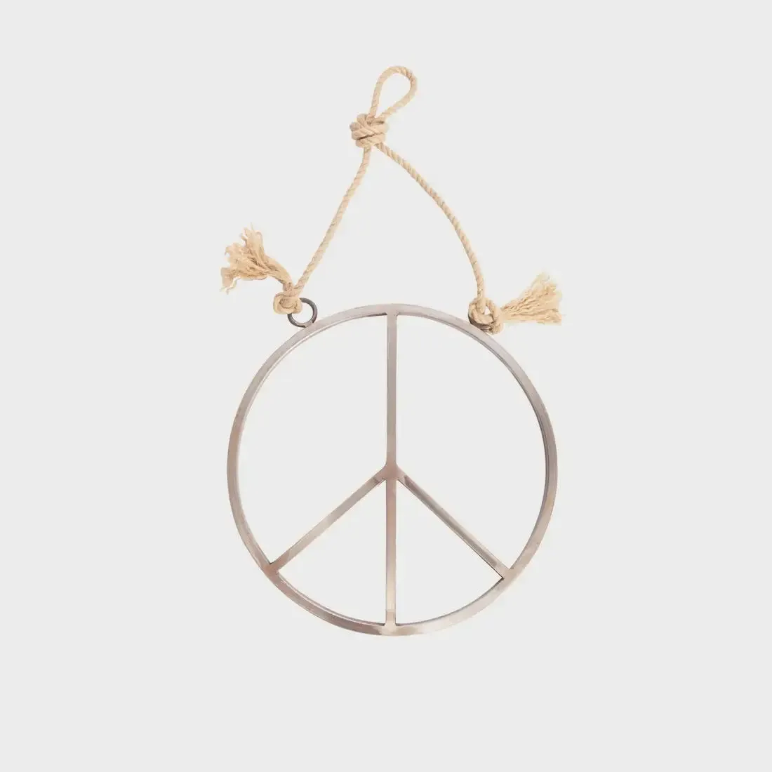 SMALL HANGING METAL & JUTE PEACE SIGN