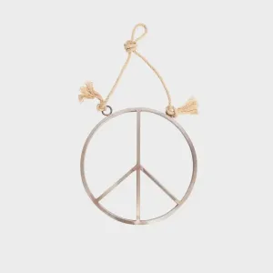 SMALL HANGING METAL & JUTE PEACE SIGN