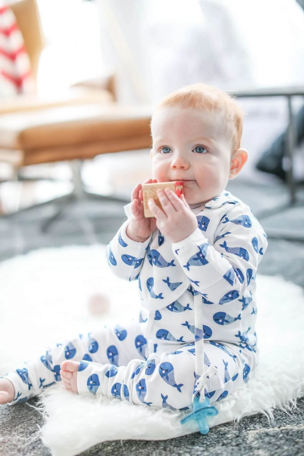 Smart Footed One-Piece   Bib - Blue Whale