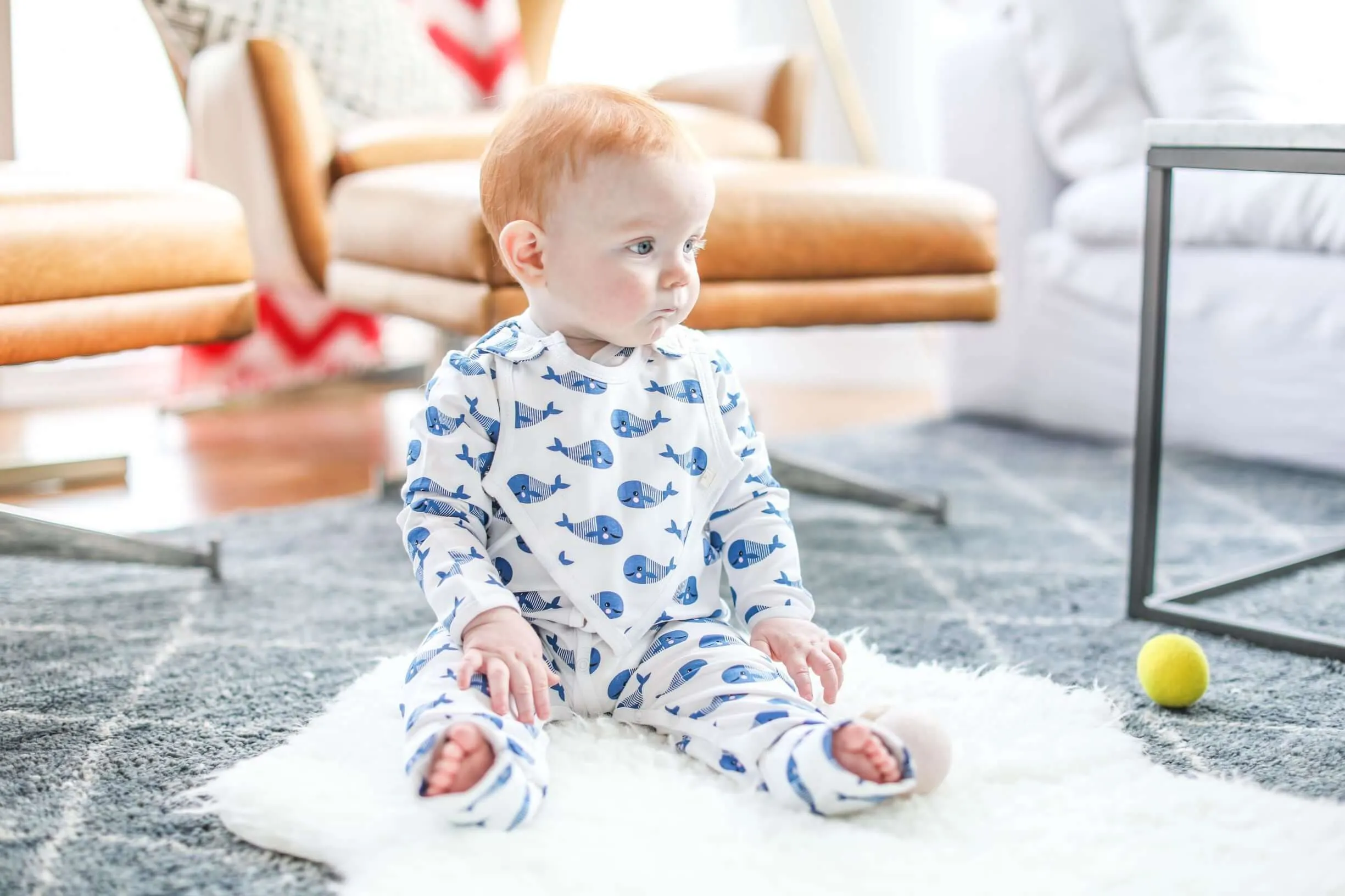 Smart Footed One-Piece   Bib - Blue Whale