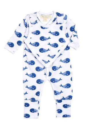 Smart Footed One-Piece   Bib - Blue Whale