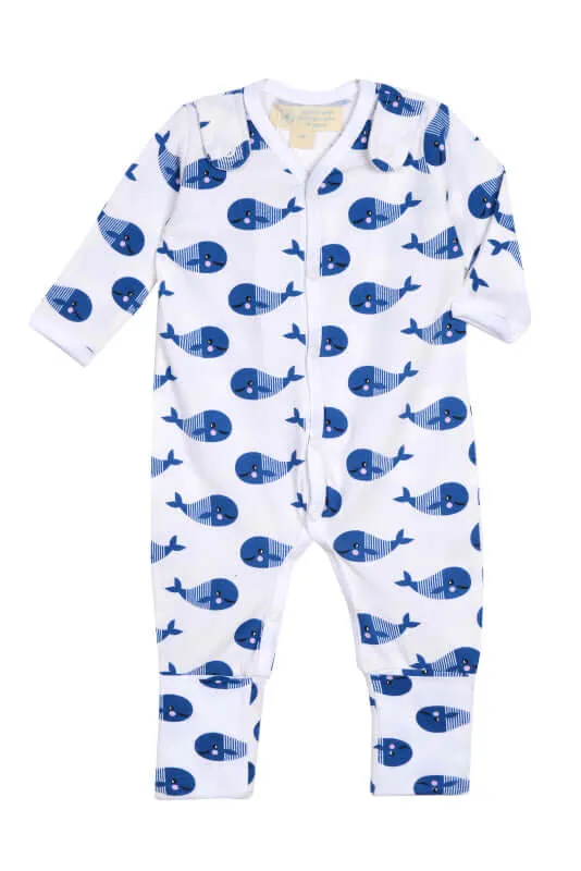 Smart Footed One-Piece   Bib - Blue Whale