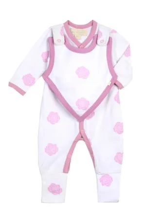 Smart Footed One-Piece for girl and boy   Bib - Pink Rose