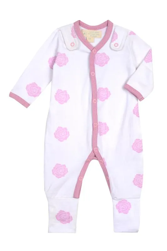 Smart Footed One-Piece for girl and boy   Bib - Pink Rose