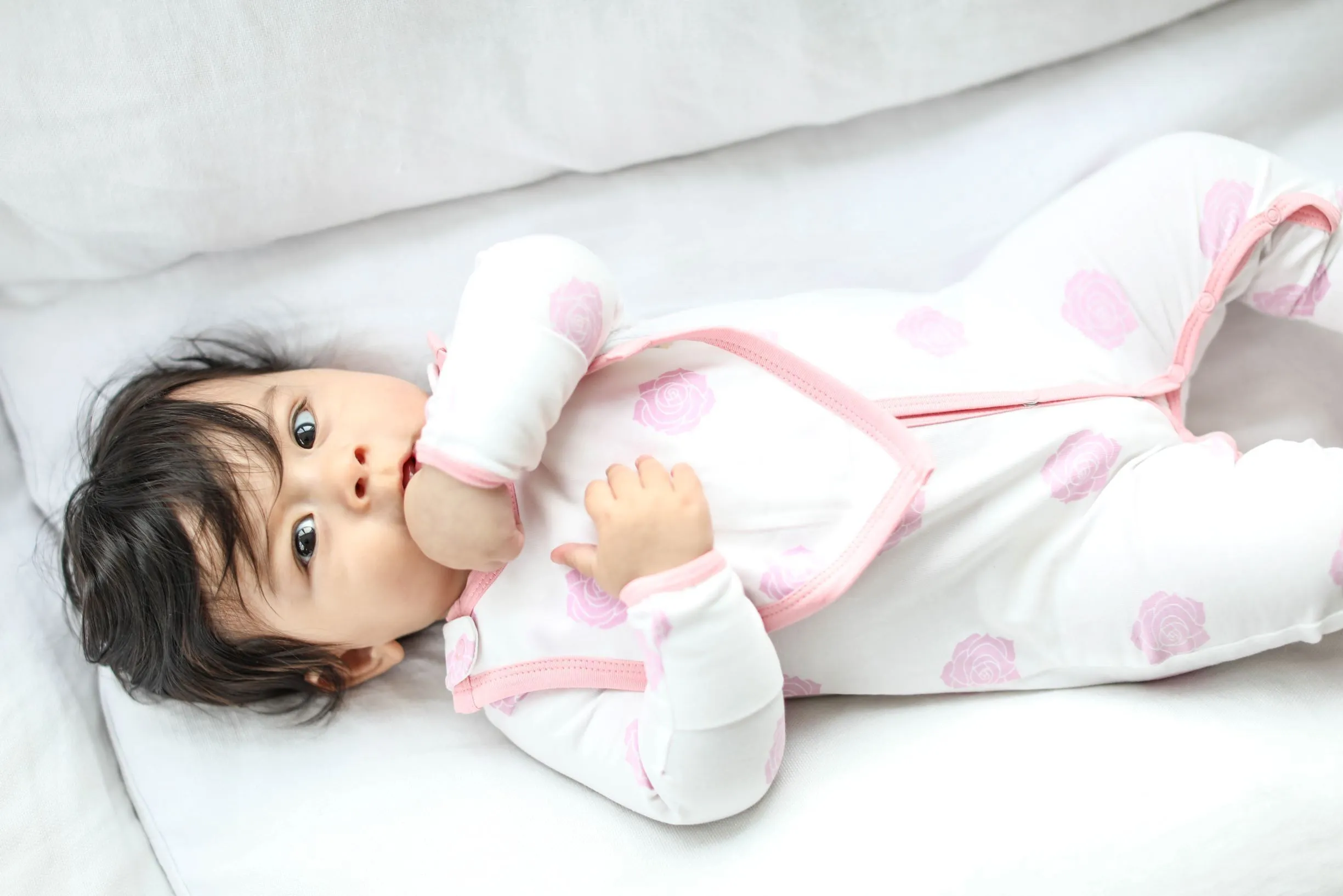 Smart Footed One-Piece for girl and boy   Bib - Pink Rose