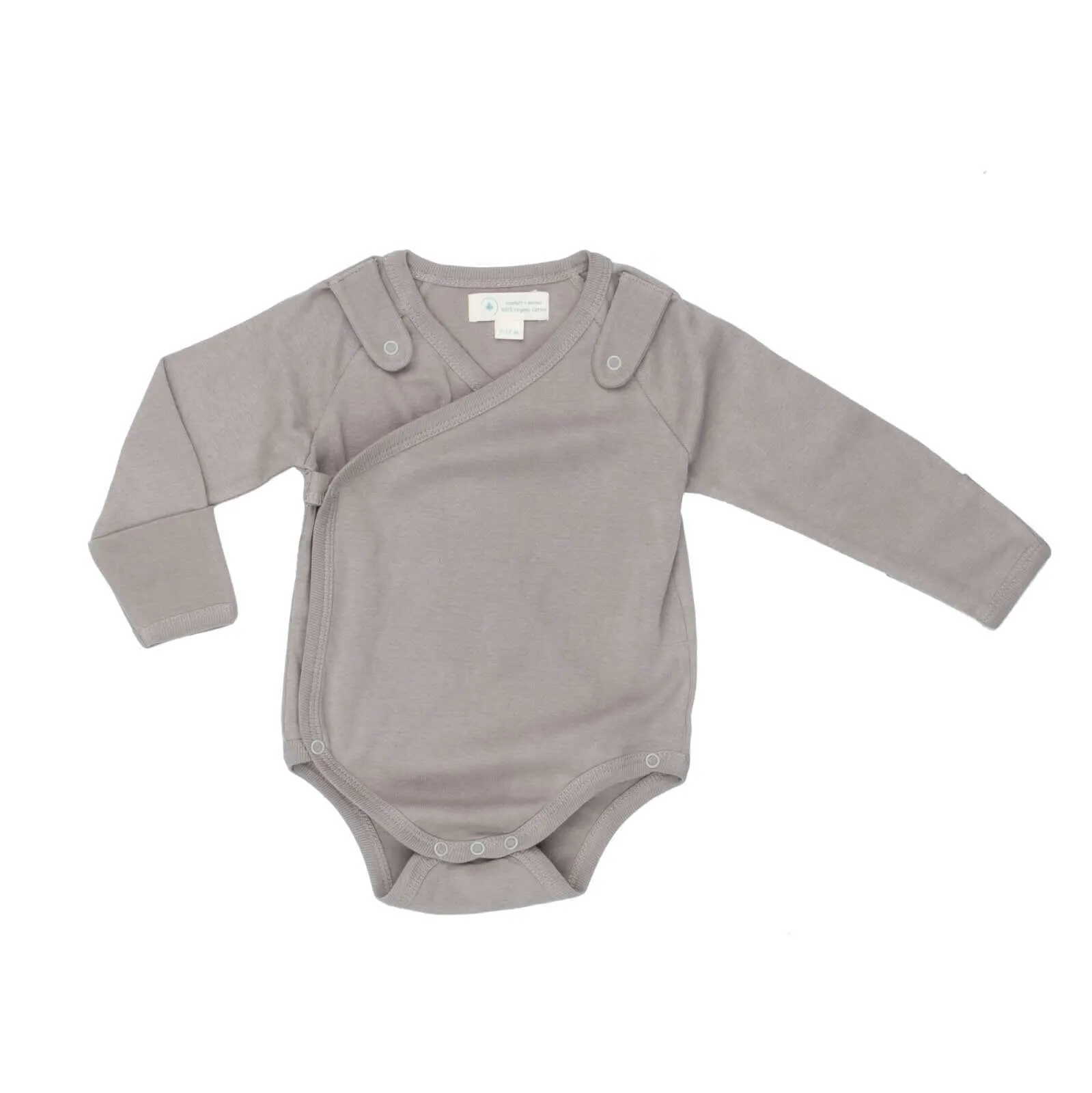 Smart Long Sleeve Kimono Bodysuit   Bib - Gray