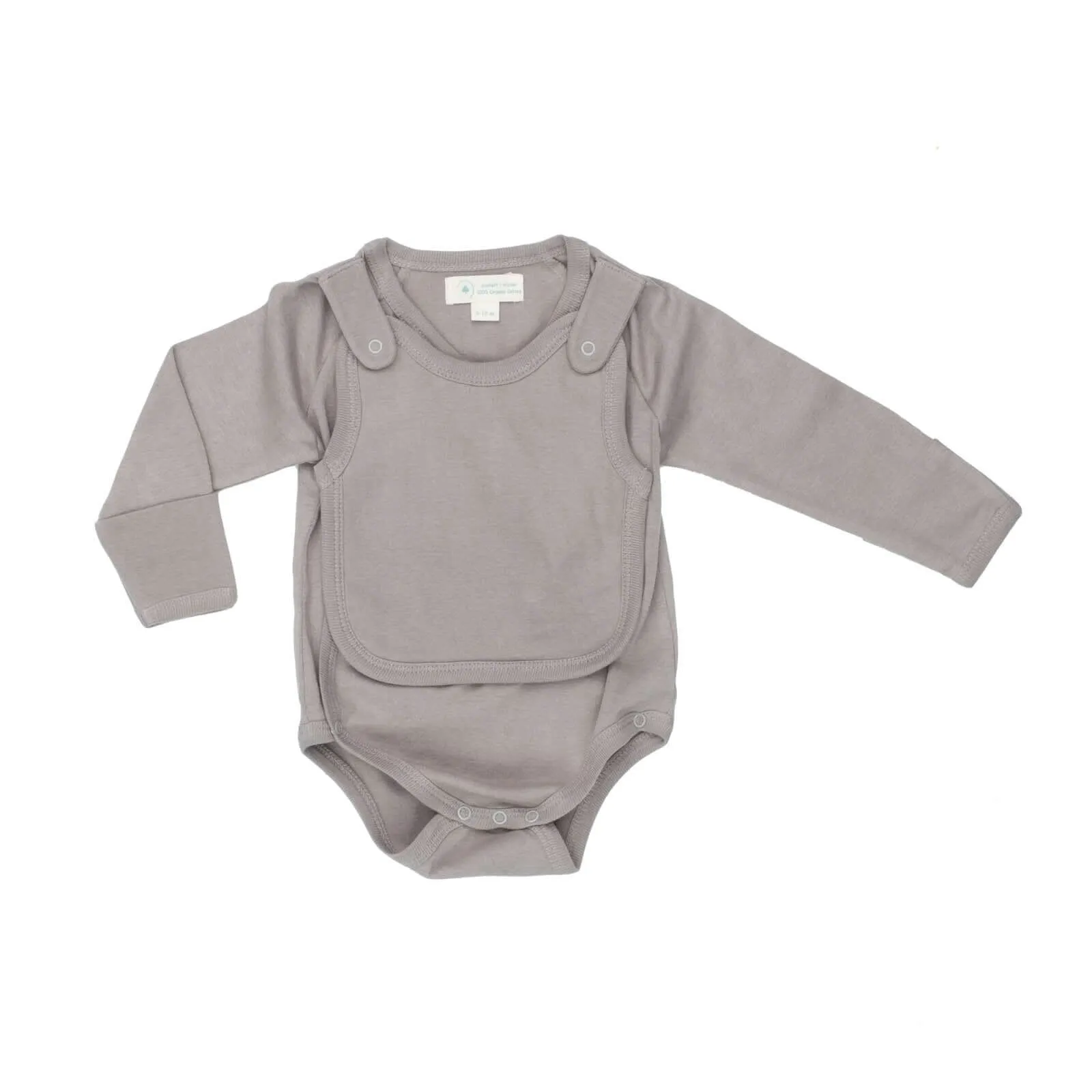 Smart Long Sleeve Kimono Bodysuit   Bib - Gray