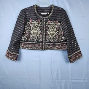 Soft Surroundings Statement Bolero Jacket Beaded Mandala Cropped Boho Womens M