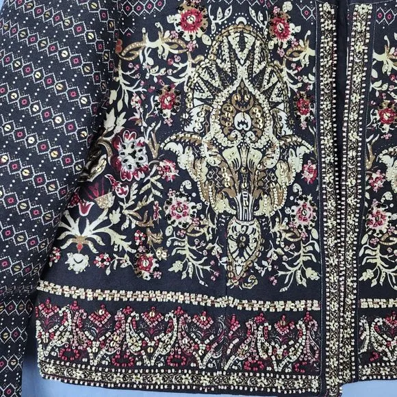 Soft Surroundings Statement Bolero Jacket Beaded Mandala Cropped Boho Womens M