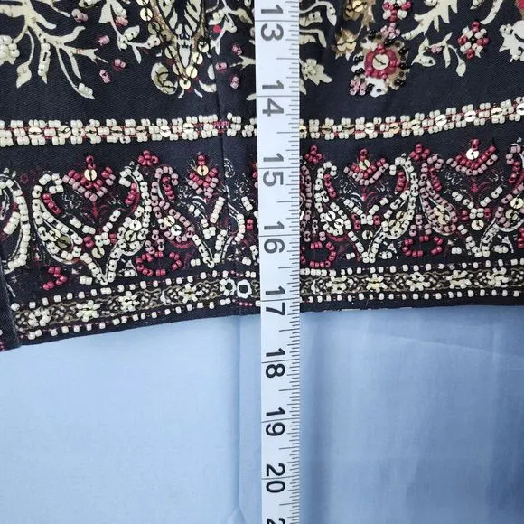Soft Surroundings Statement Bolero Jacket Beaded Mandala Cropped Boho Womens M