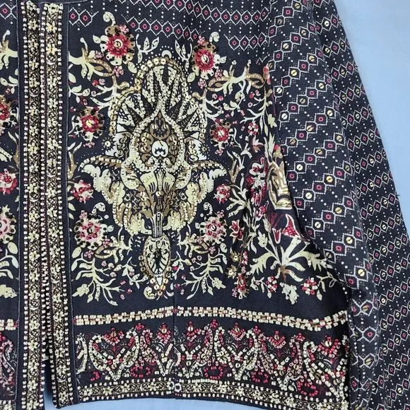 Soft Surroundings Statement Bolero Jacket Beaded Mandala Cropped Boho Womens M