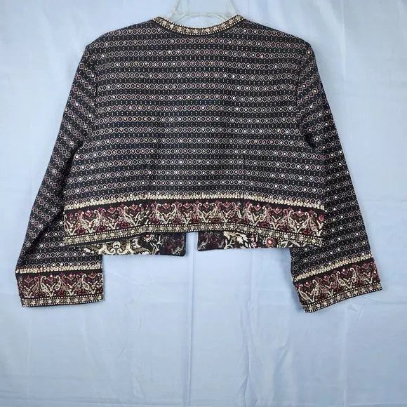 Soft Surroundings Statement Bolero Jacket Beaded Mandala Cropped Boho Womens M