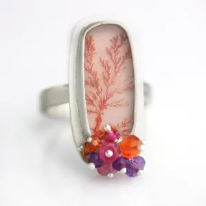 SOLD Orange Dendritic Agate with Colorful Cluster. Size 8 1/4