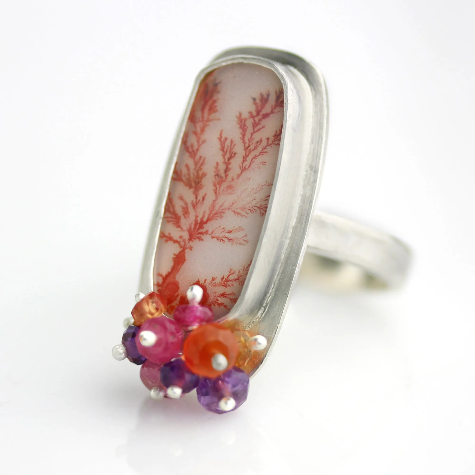 SOLD Orange Dendritic Agate with Colorful Cluster. Size 8 1/4