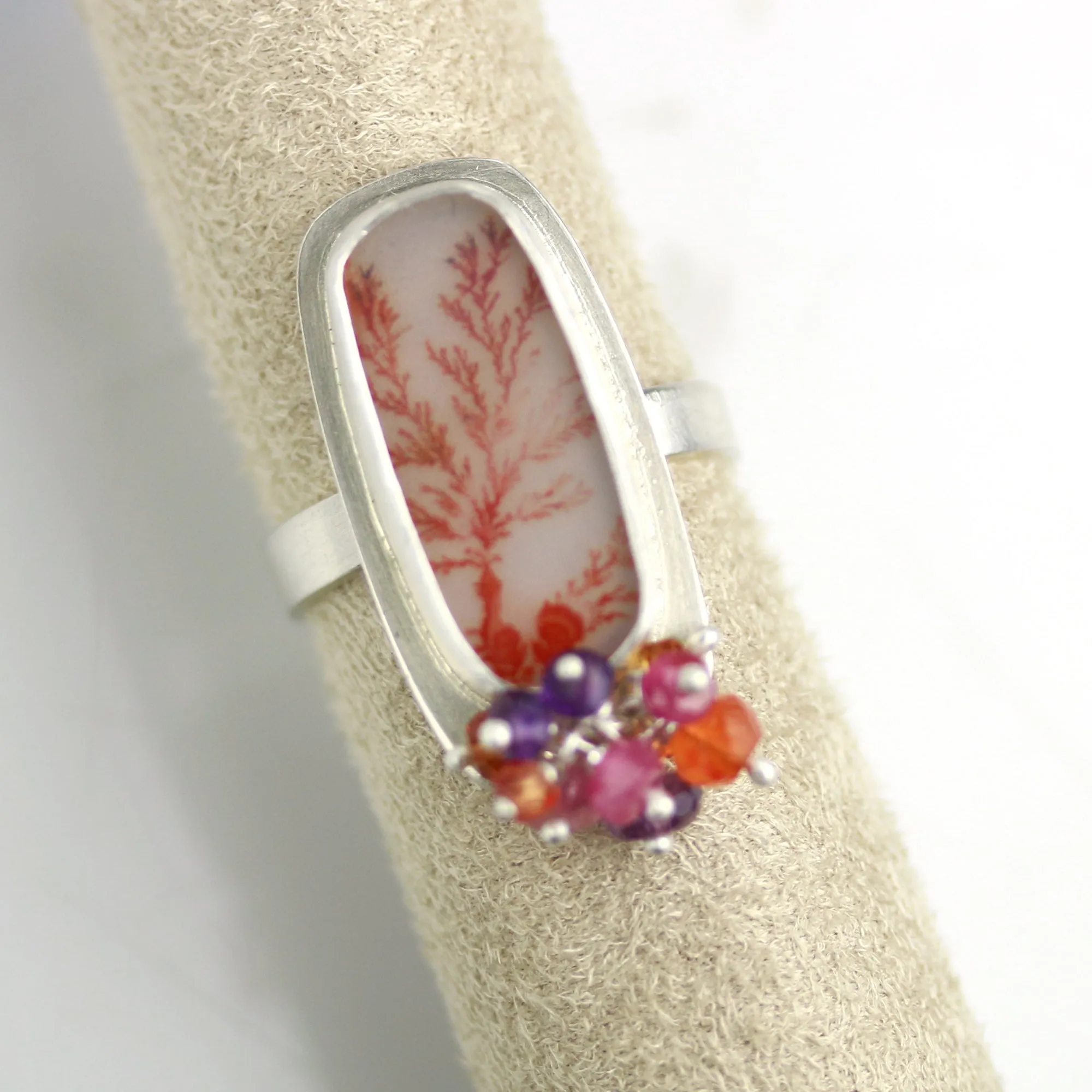 SOLD Orange Dendritic Agate with Colorful Cluster. Size 8 1/4