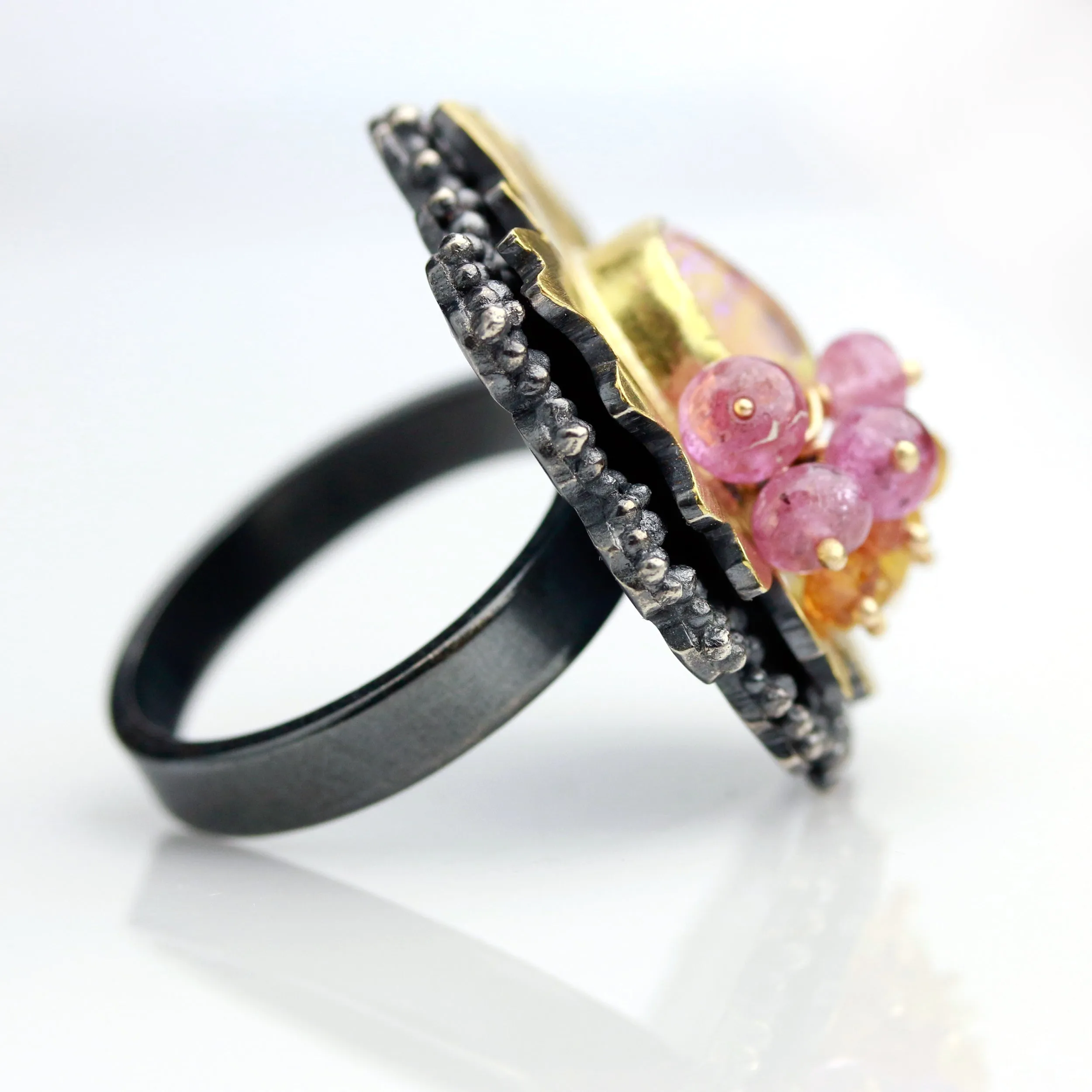 Sold! Rose and Gold Pipe Opal Daisy Ring. Size 8 1 /4.